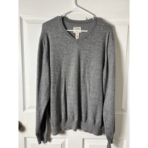 St. John's Bay Men's Large Gray Grey V-Neck Pullover Sweater - Picture 1 of 4